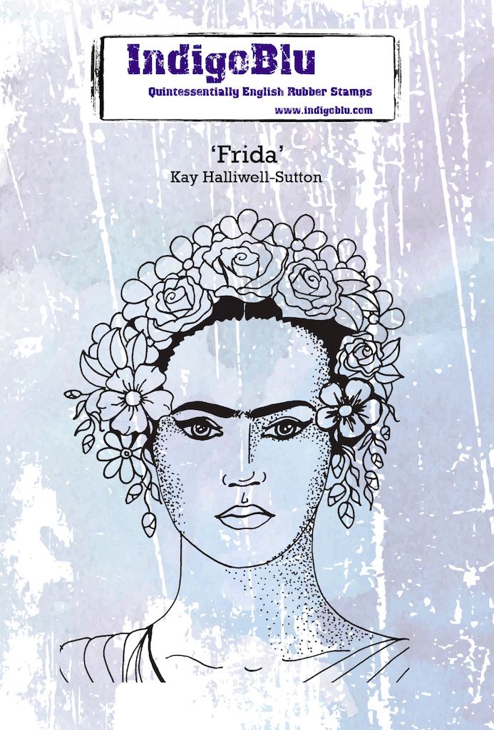 Frida A6 Red Rubber Stamp by Kay Halliwell-Sutton